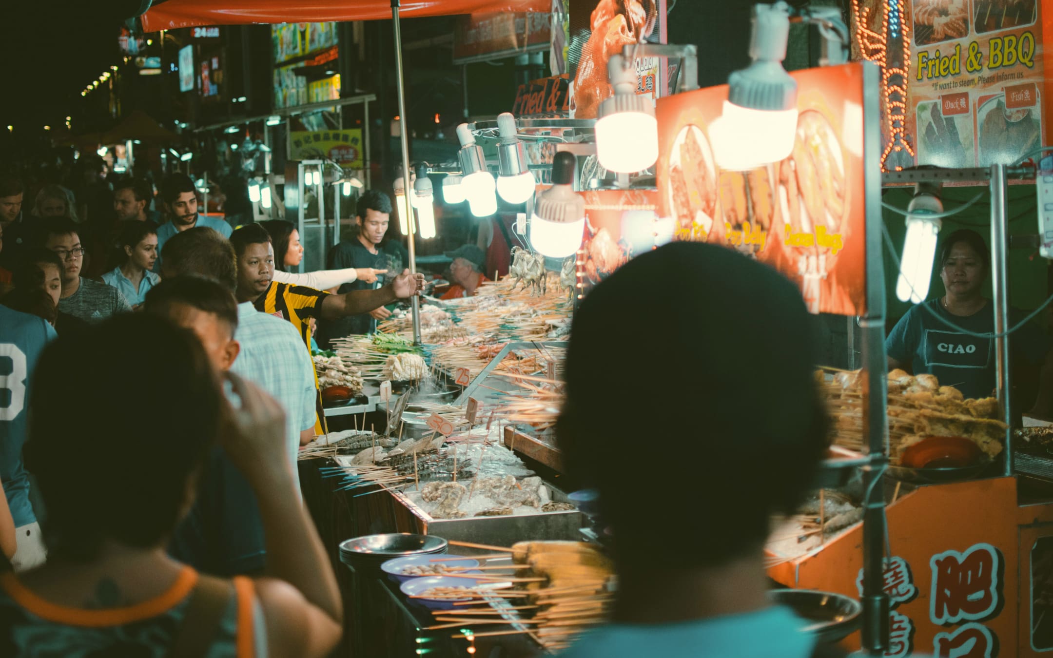 A night street market in Kuala Lumpur, Malaysia