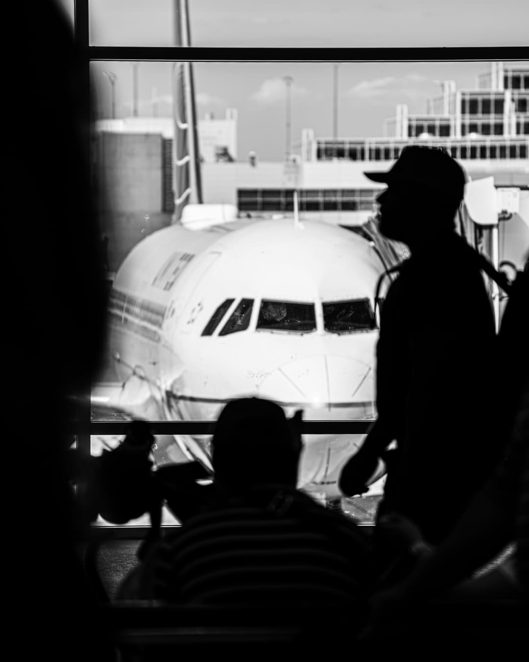 Travellers waiting to board flight