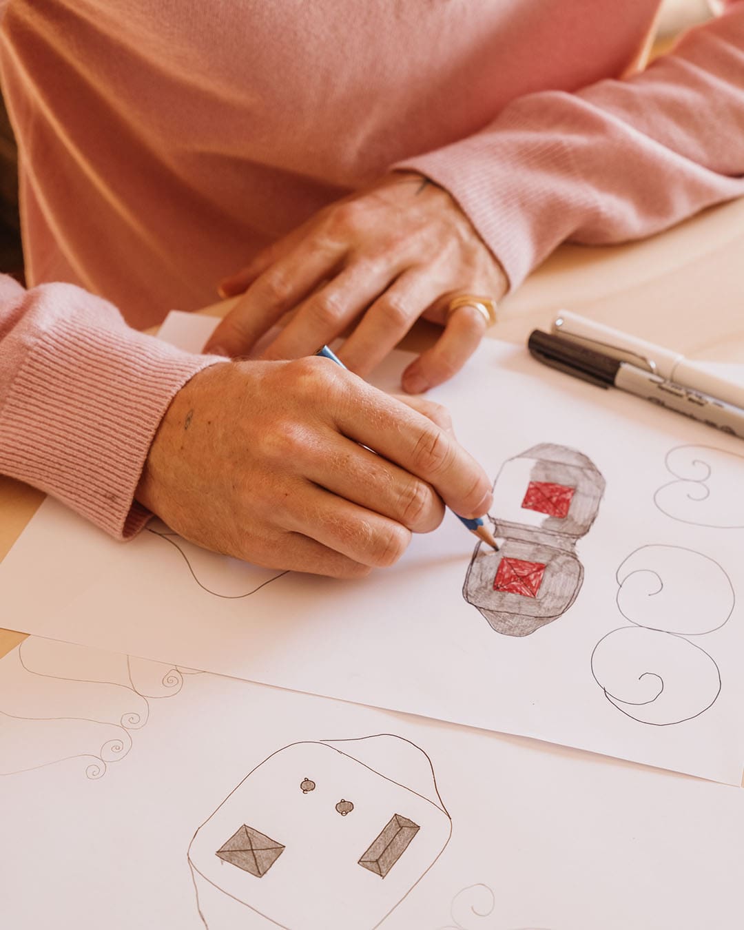 Sketches of a ring by jewellery designer Seb Brown