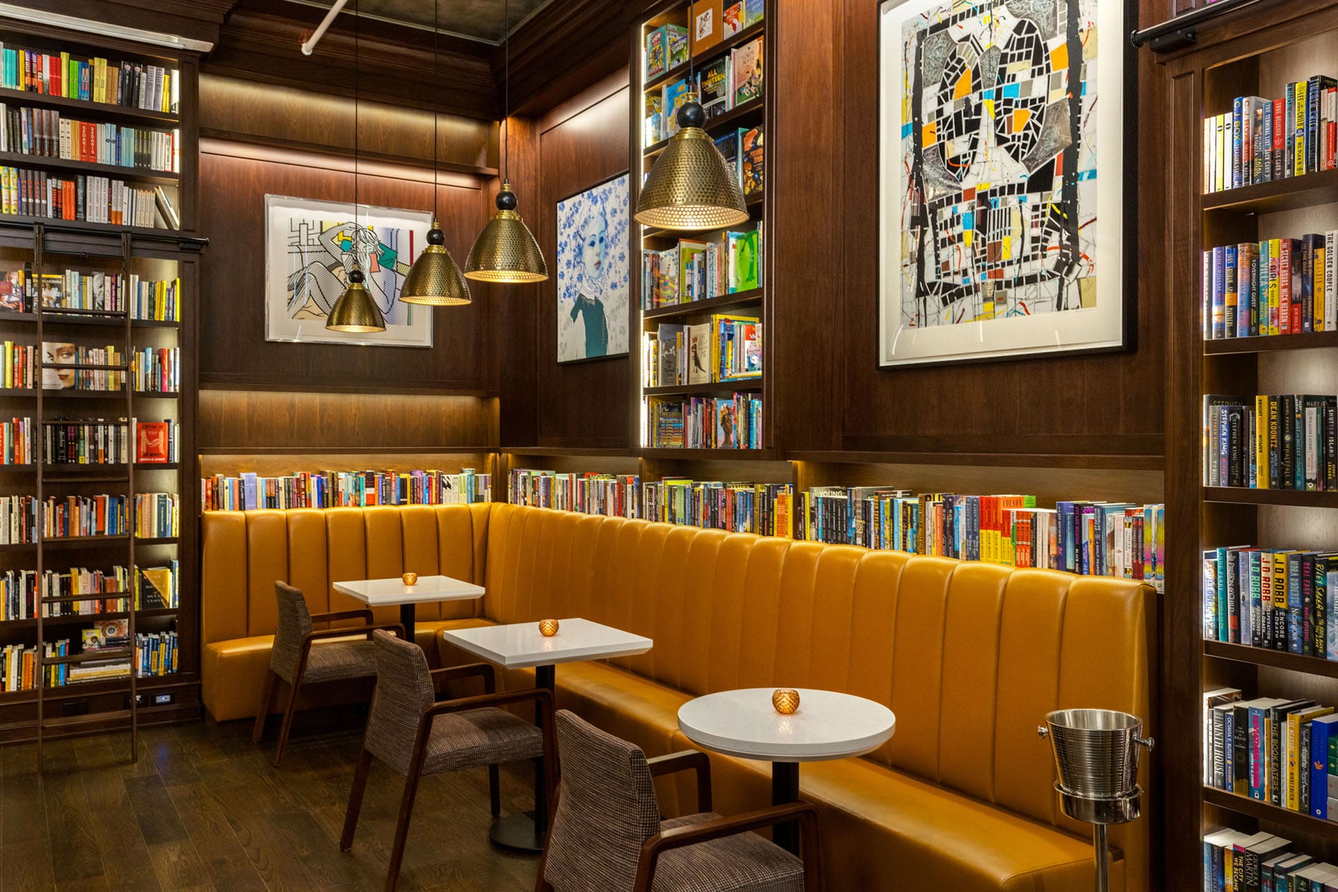 The amazing book collection of Bibliotheque, a happening wine bar in New York City, NYC