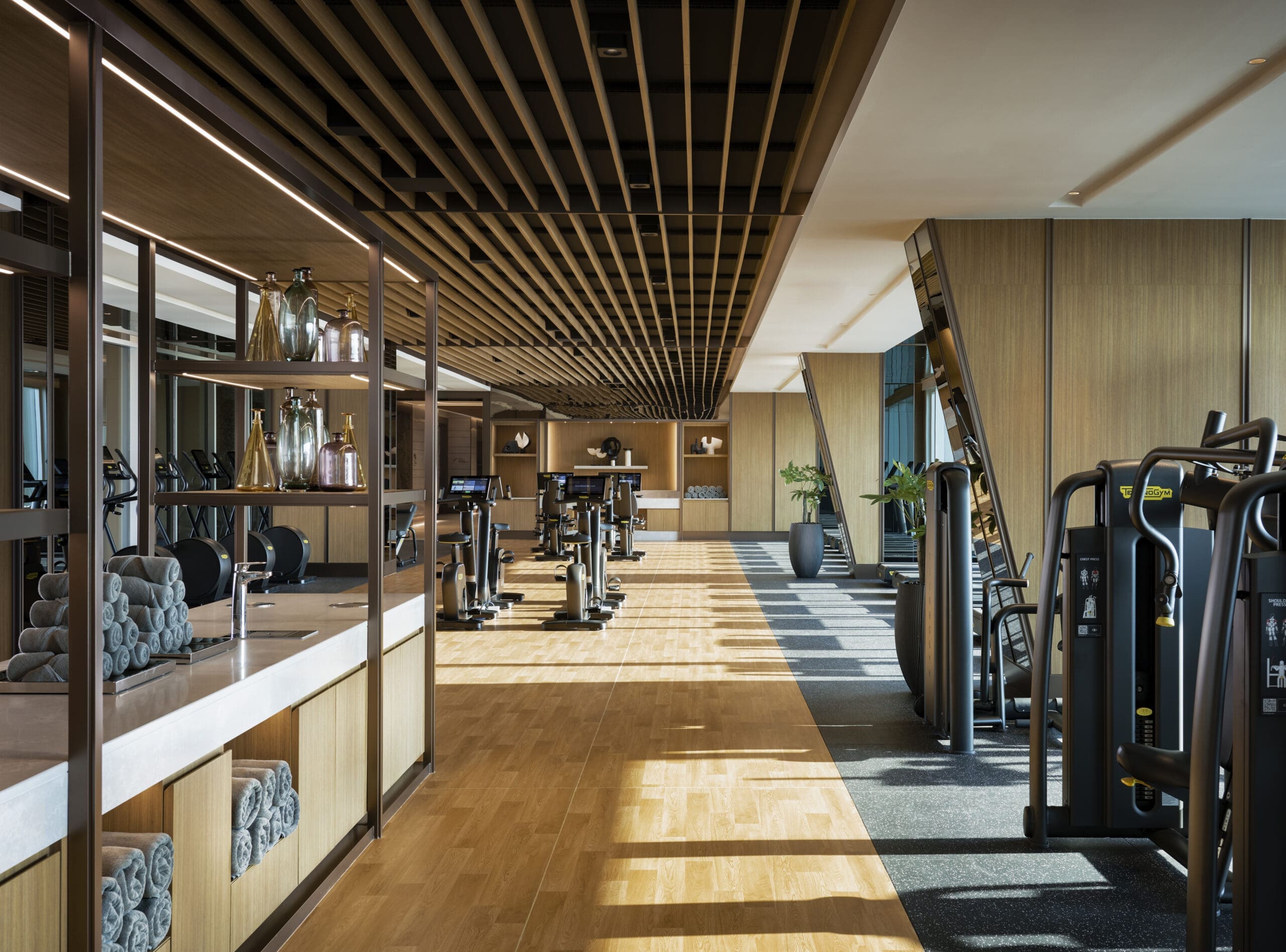 View of Gravity Fit Club, the hotel gym with Technogym equipment, at Grande Centre Point Lumphini, Bangkok