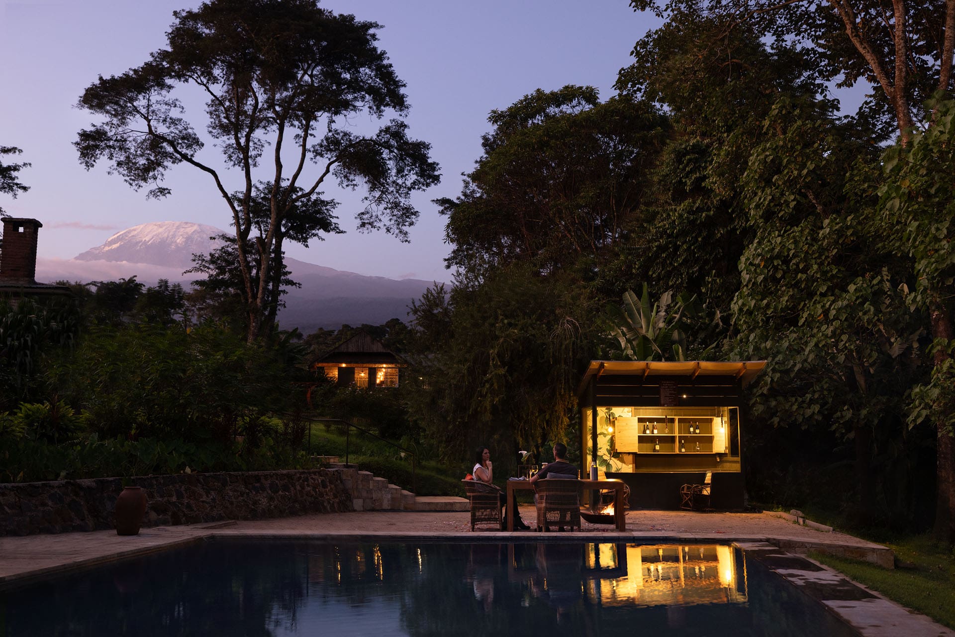 Dining under the mountain at Kilimanjaro Coffee Lodge