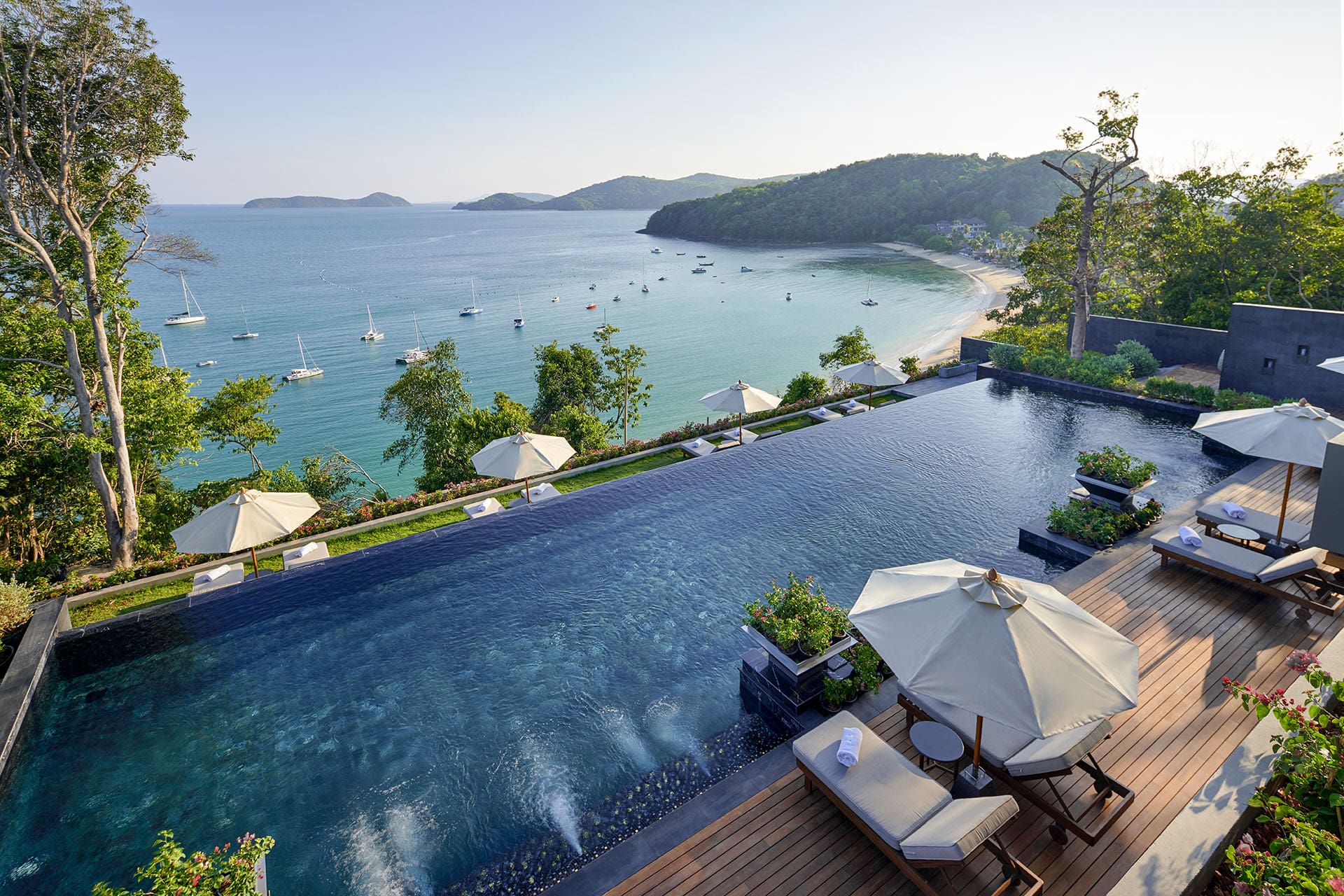 The swimming pool overlooking the bay at V Villas Phuket