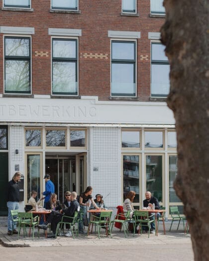 Enjoying coffee at Man Met Bril Koffie, Rotterdam