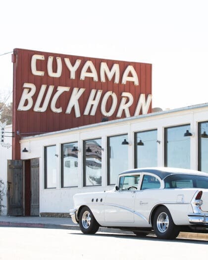 A vintage Chevrolet V8 parked outside Cuyama Buckhorn, California