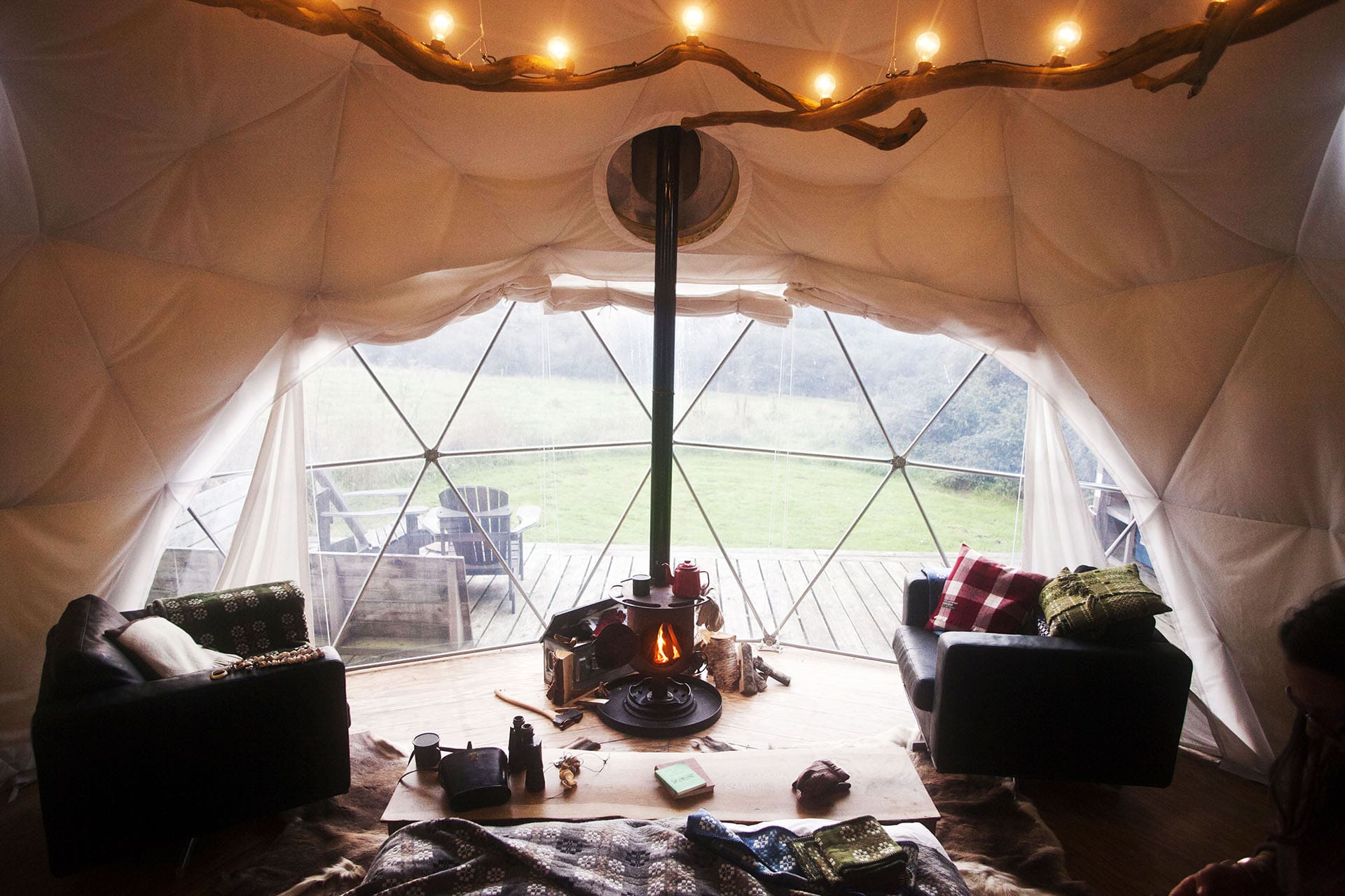 The Bathhouse Dome with wood-burning stove at fforest, west Wales