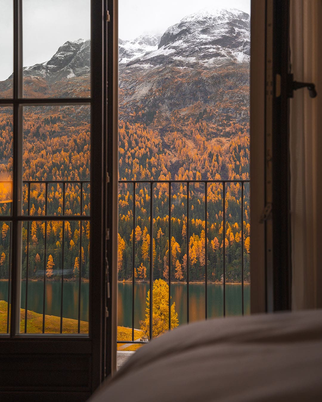 Views of St Moritz in autumn from Grace La Margna