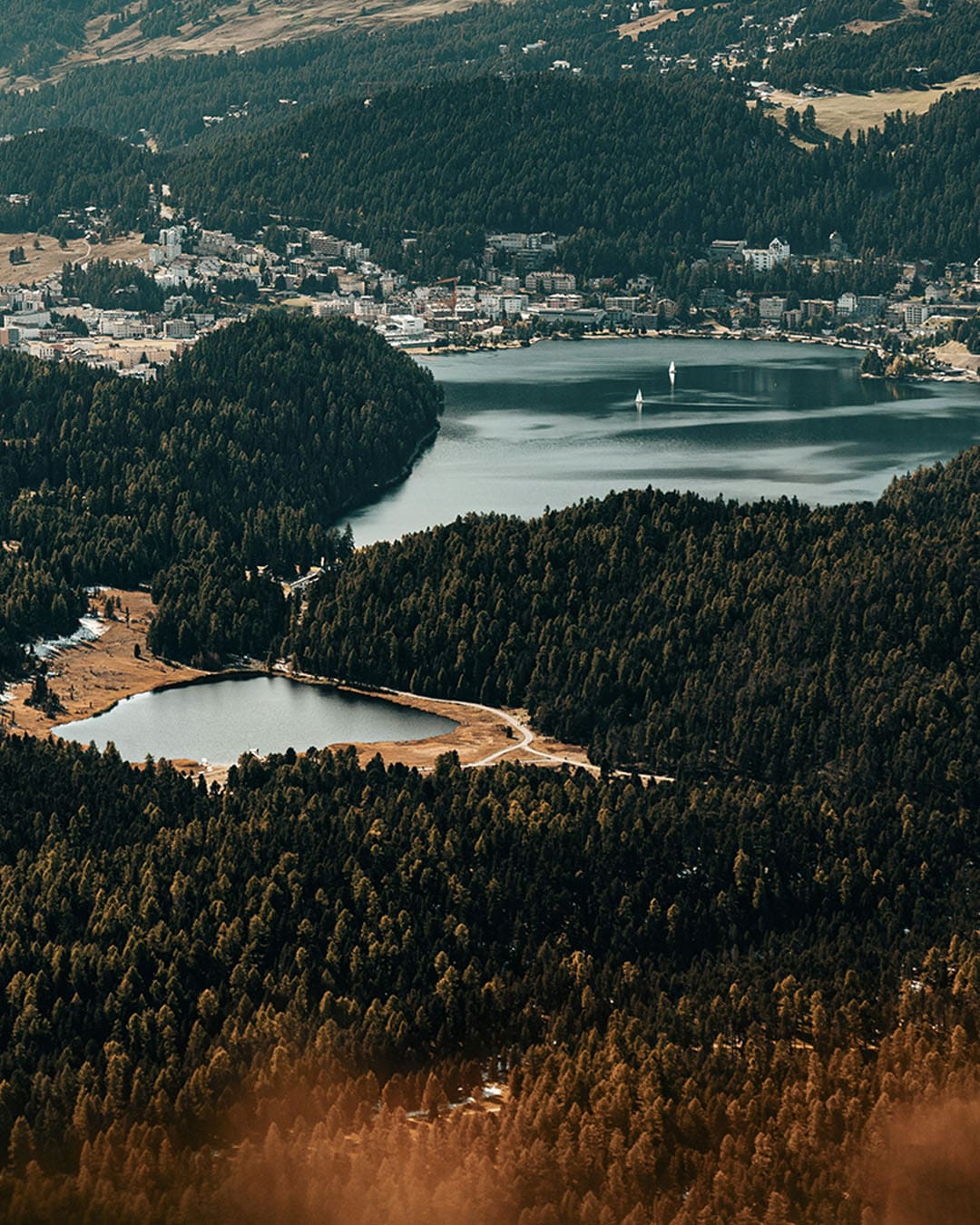 A view of the landscape surrounding St.Moritz, a town in Switzerland