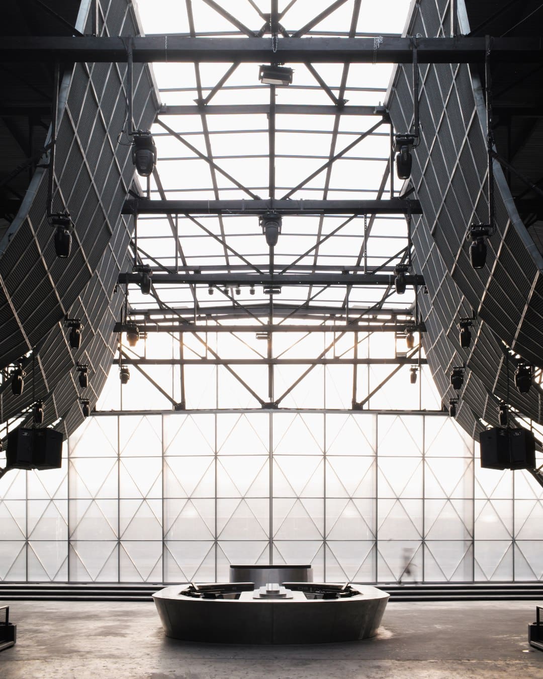 The industrial interior of AHM nightclub in Beirut