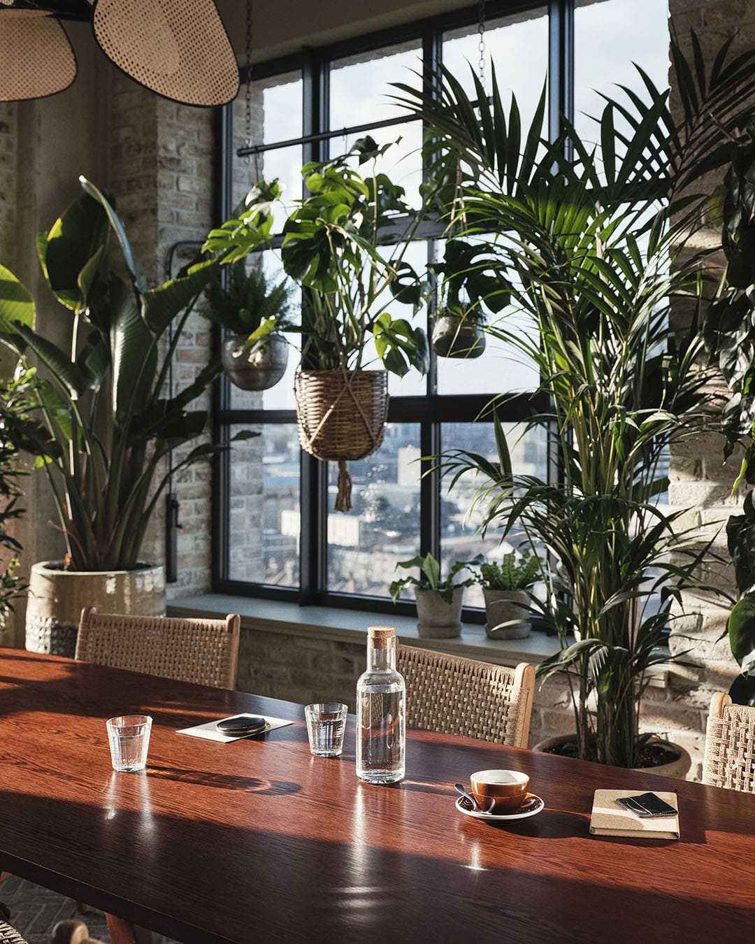 Hanging plants at Working From_ at The Hoxton Southwark