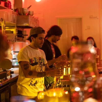 A bartender at Fizz, a neighbourhood cafe-bar in Mar Mikhael