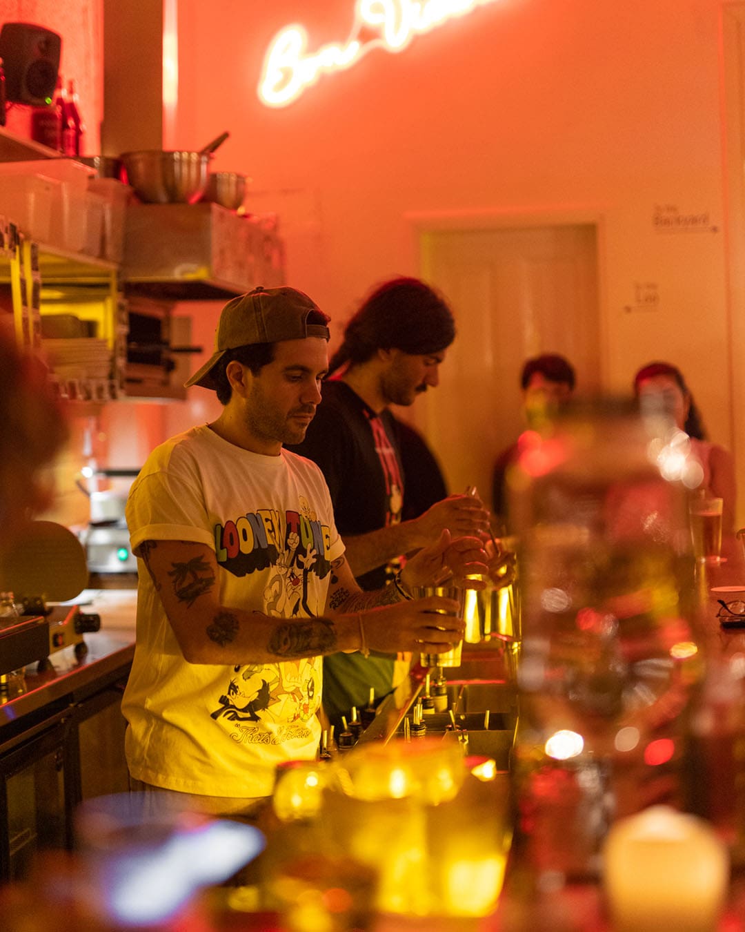 A bartender at Fizz, a neighbourhood cafe-bar in Mar Mikhael