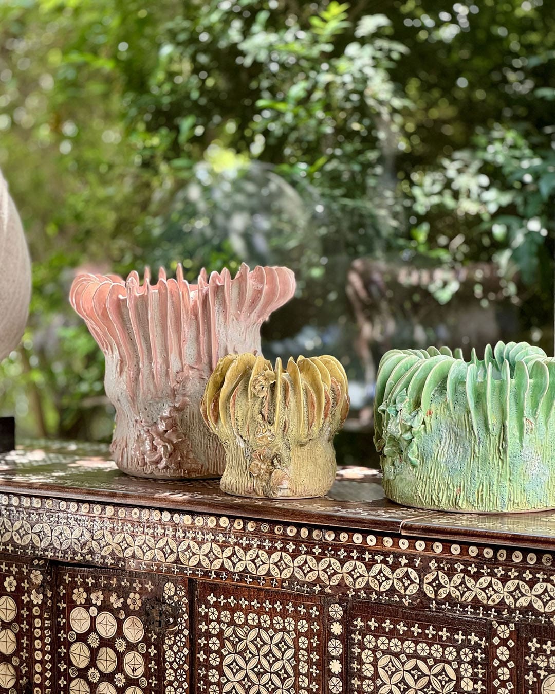 Sculptural ceramics in vibrant shades at Zein Daouk’s studio in Beirut