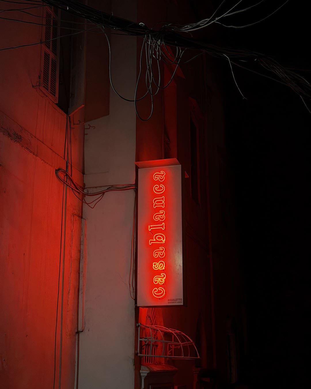 Red neon sign outside Casablanca, a restaurant in Beirut