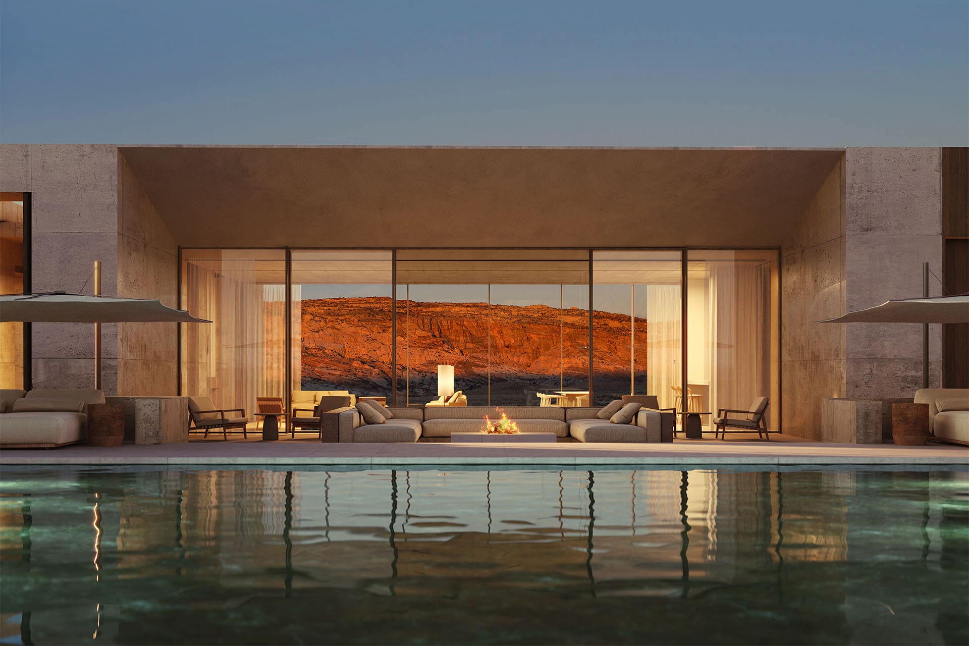 A six bedroom villa sits in stunning desert landscape