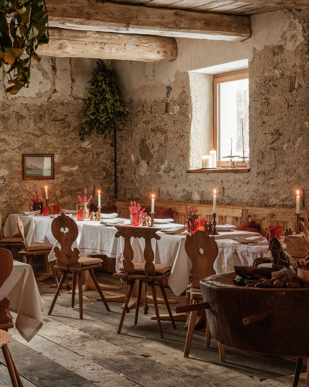 Restaurant at Chesa Marchetta. Photography by Dave Watts