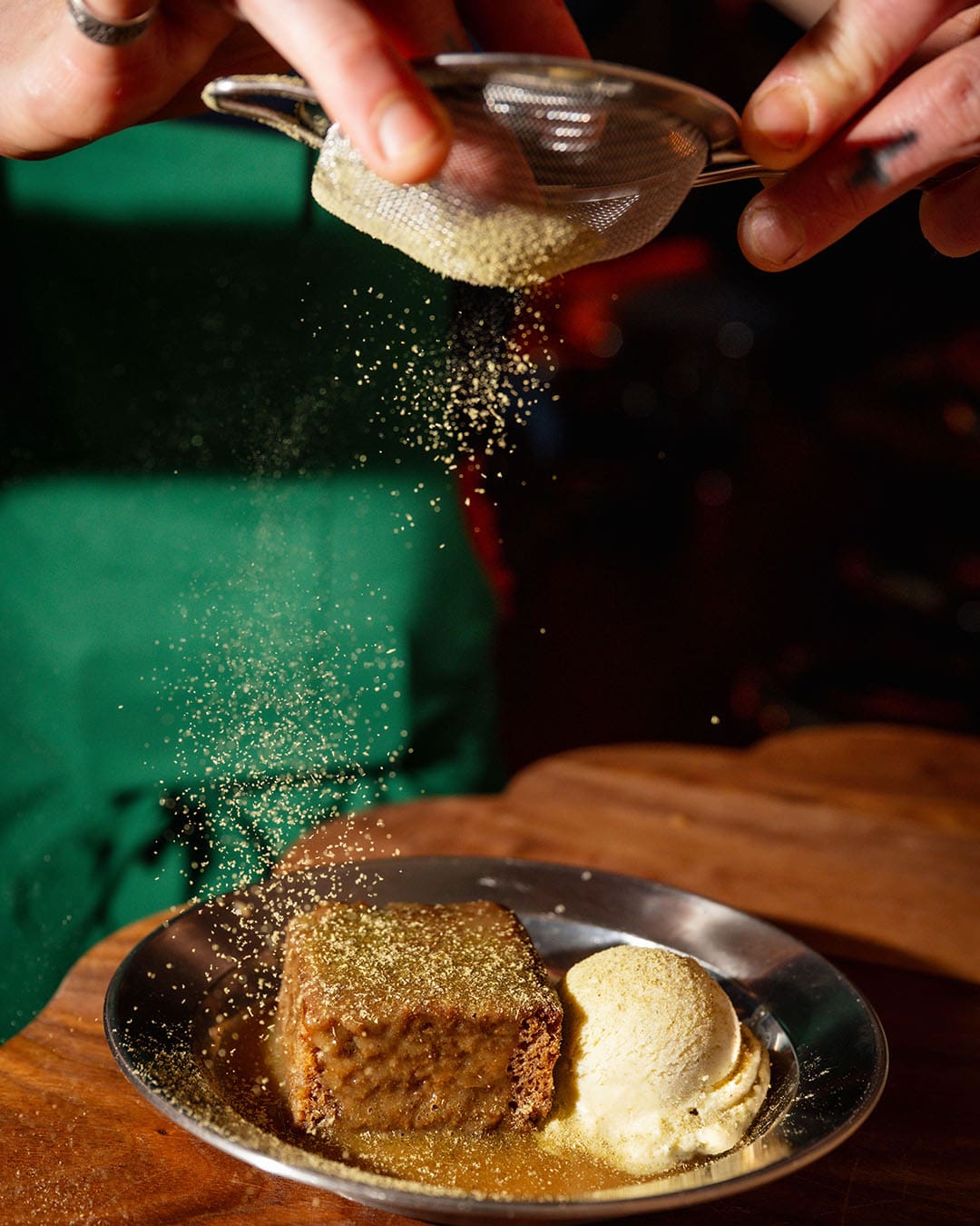 Date sticky toffee pudding with salty cardamom ice cream at Jamil's Chaat House. Photography by Daniel Neuhaus