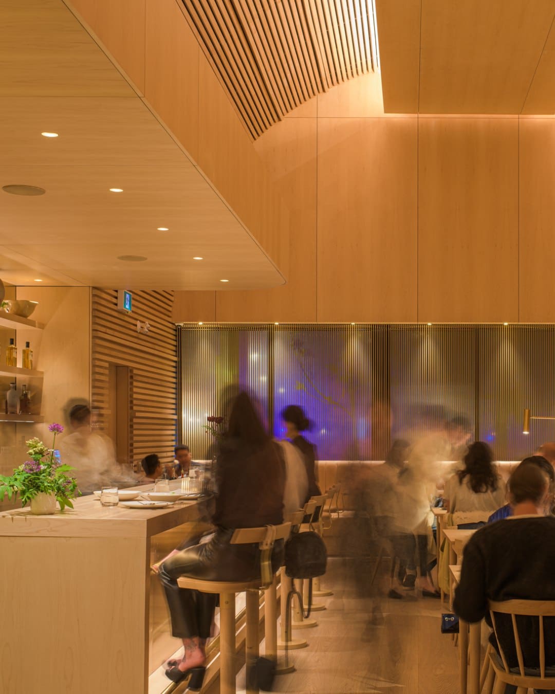 The vaulted ceiling and wooden interior of Prime Seafood Palace
