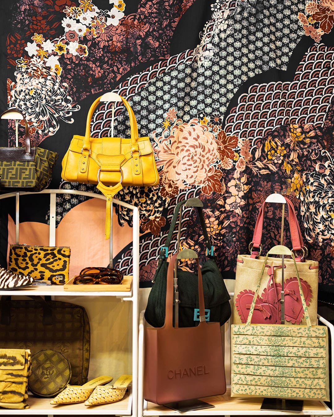 Vintage fashion accessories and bags on display at Sunday Variety at St. Lawrence Market