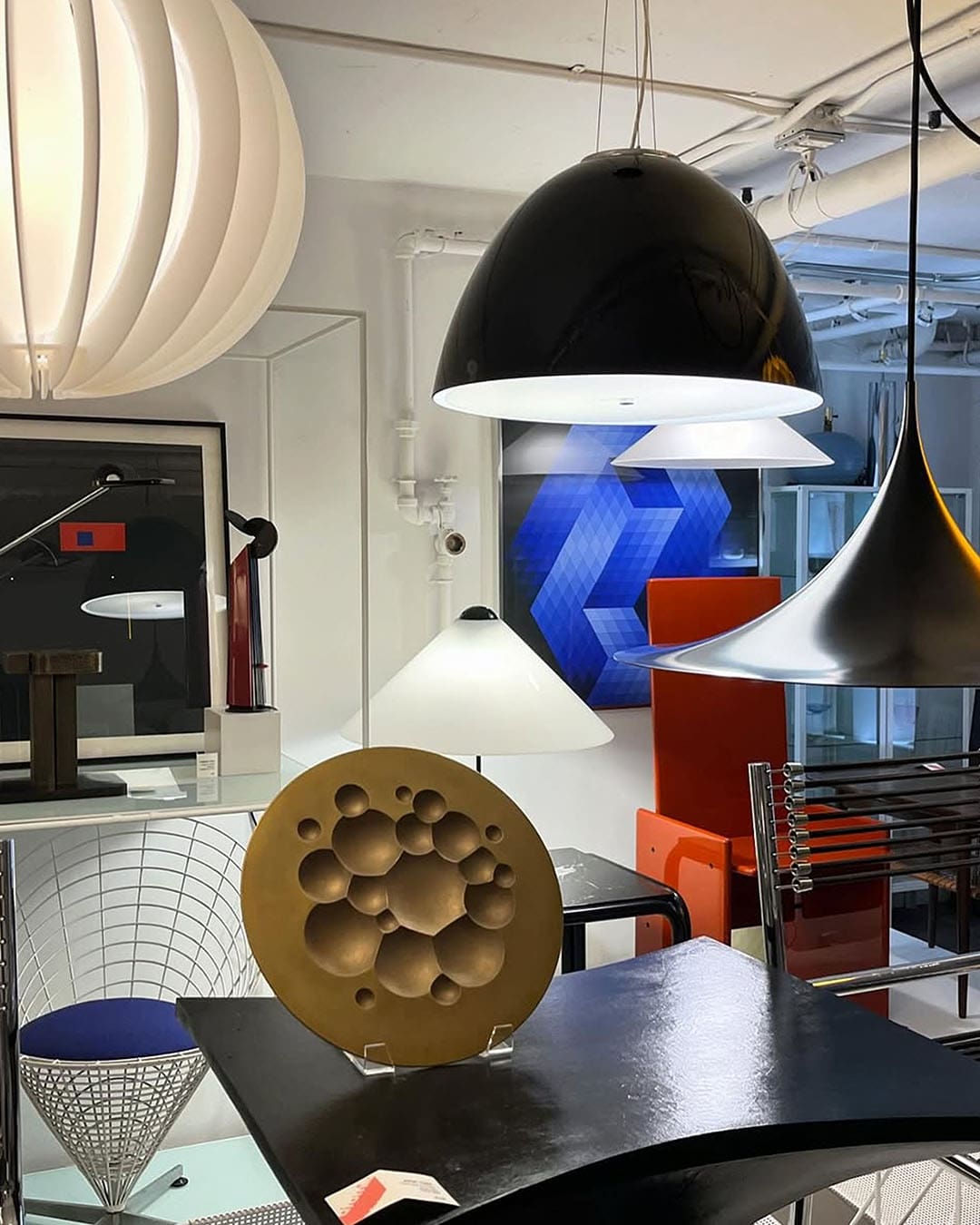 Lighting and table fixtures on display at Atomic Design