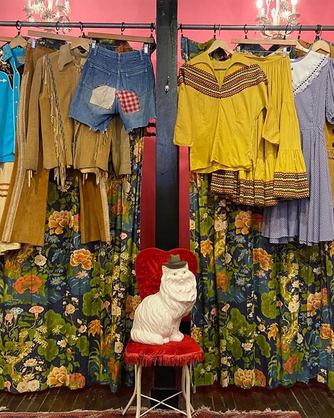 Clothing hanging on a rail at Mama Loves You in Toronto